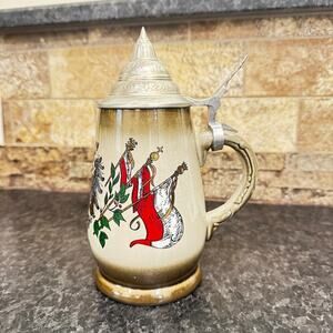 Original King Austria Beer Stein Handmade Handpainted Pewter Lid